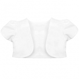 Girls White Satin Short Sleeved Bolero